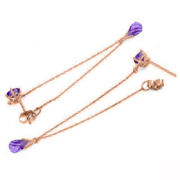 14K GOLD CHANDELIER EARRING WITH NATURAL AMETHYSTS